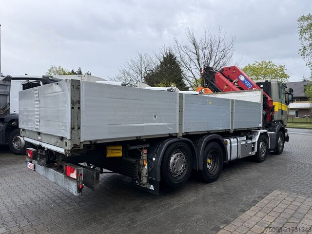 Camión de plataforma Scania R410 8X2*6 Kran HMF 4020 bis 30 Meter