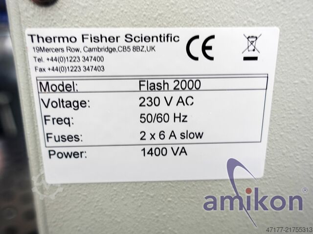 Con 2x muestreadores automáticos AI AS 1310 Thermo Fisher Scientific Flash 2000 CHNS O Analyzer