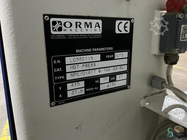 Pressa per impiallacciatura Orma NPC 6/100 anno 2015 Orma NPC 6/100