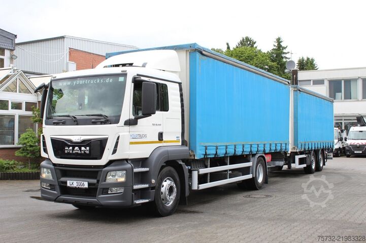 Camión plataforma con toldo MAN TGS 18.440 Plane Zug Schlafplatz AHK Retarder