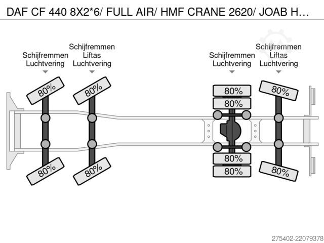 Sistema de brazo de gancho DAF CF 440 8X2*6/ FULL AIR/ HMF CRANE 2620/ JOAB HO...