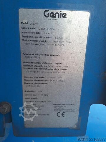 Plate-forme de travail télescopique articulée Genie Z-45/25J RT