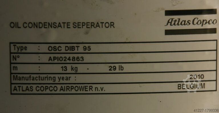 Oil-water separation system for compressors Atlas Copco OSC DIBT 95