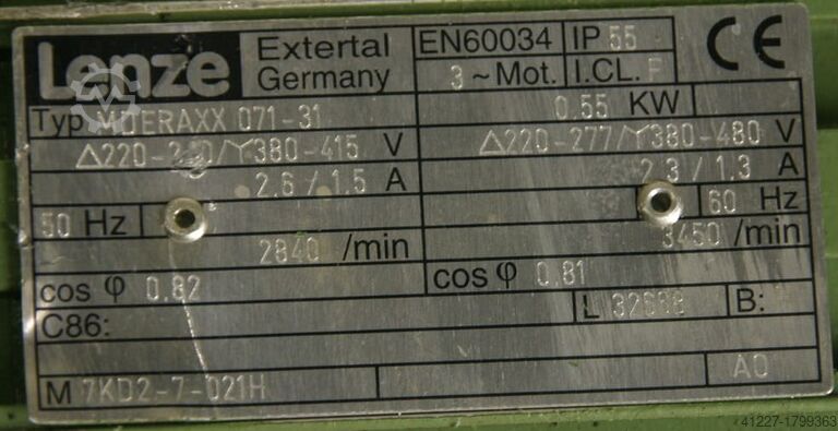 Motorreductor 0,55 kW 189 rpm Lenze MDERAXX 071-31