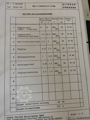 Prasa hydrauliczna HYDRAP HPSZb 160