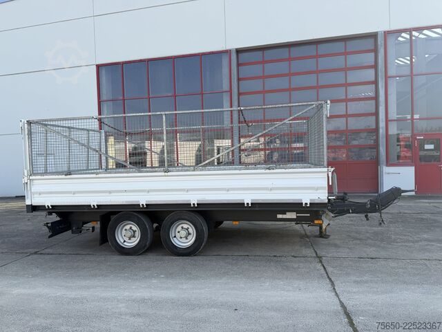 Tresidet tipvognstrailer  TK  Tandemkipper- Tieflader, Gitteraufsatz, Wenig Benutzt