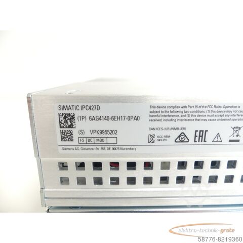 Siemens onderdeel Siemens 6AG4140-6EH17-0PA0 Microbox PC IPC427D SN:VPK9955202 - ! -