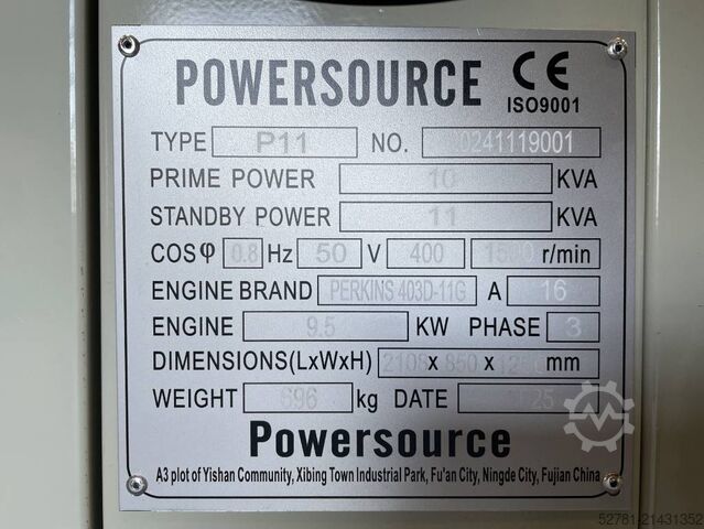 Generator set Perkins 403D-11G - 11 kVA Generator - DPX-19799