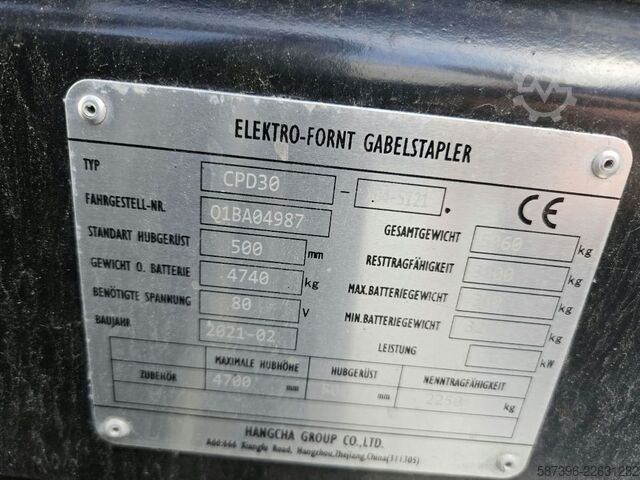 Električni viljuškar za 4 točka Hangcha CPD30-XD4-SI21