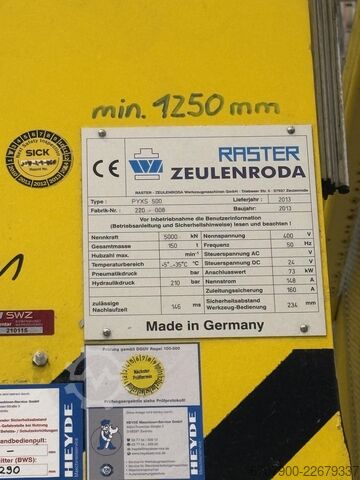 RASTER ZEULENRODA PYXS 500 – Presse d’essai hydraulique RASTER ZEULENRODA PYXS 500