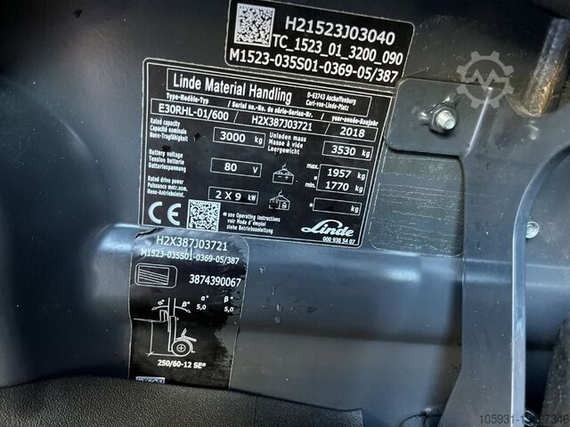 Elektrisk 4 -hjulet gaffeltruck Linde E30RHL/600