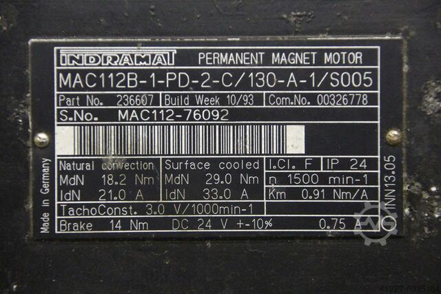 Permanente magneetmotor Indramat Schleicher MAC112B-1-PD-2-C/130-A-1/S005