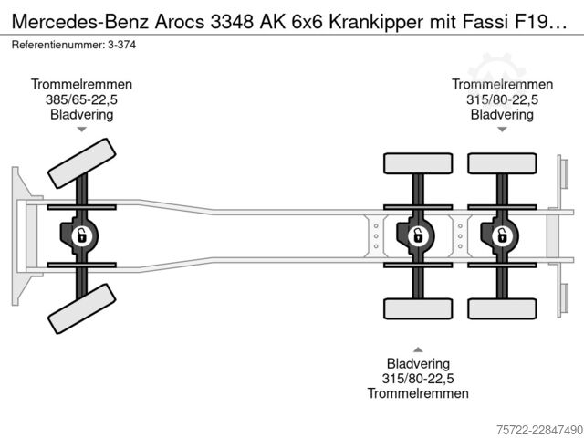 3-smerni kiper Mercedes-Benz Arocs 3348 AK 6x6 Krankipper mit Fassi F195A2.24