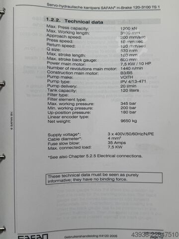 Abkant presa SAFAN - H-Brake 120TS1 Safan H-Brake 120TS1