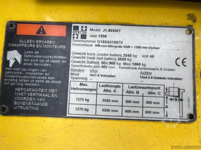 Motostivuitor Hyster J1.80 XMT 1800 kg E heftruck TRIPLO, Sideshift