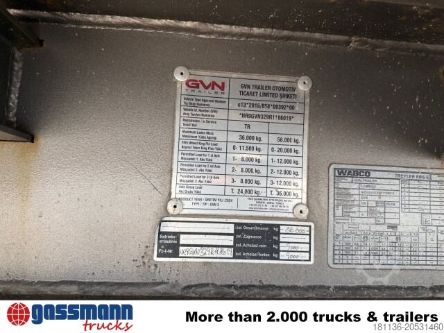 Nízkoložný návěs  GVN Trailer 329, Liftachse, Verbr. auf 3m, hydr.