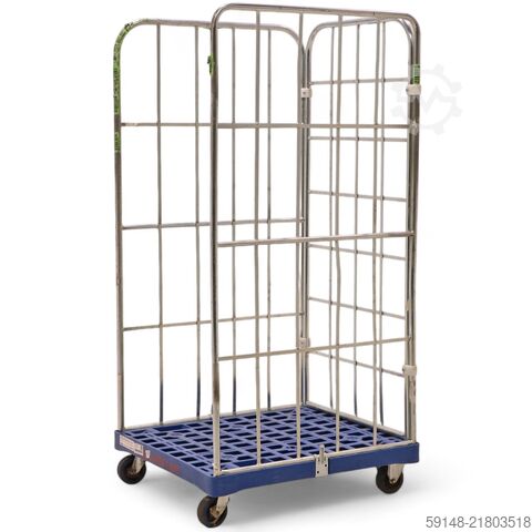 Használt, 3-oldalas, beilleszthető falú gördülő konténerek, H: 800, Sz: 720, M: 1620 (mm). Kruizinga 98-576GB