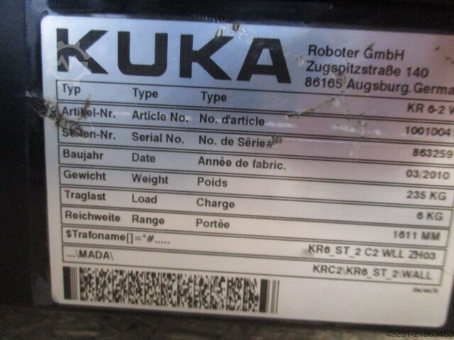 Robô industrial KUKA KR6-2 KRC2ed05 Profibus