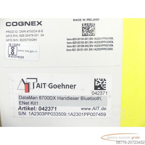 Komponente Cognex DMR-8700DX-B-E Kabelloser Barcodescanner SN: IE230704294 - !