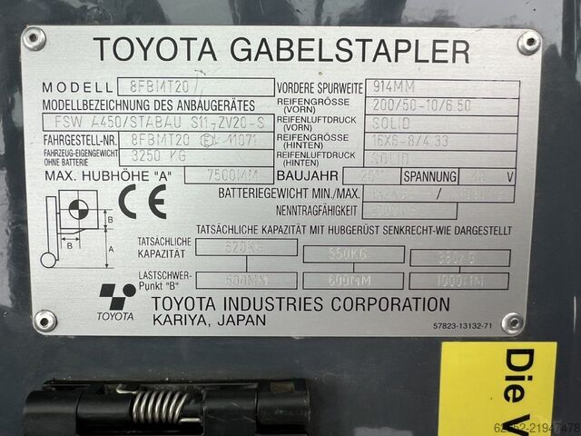 Elektryczny wózek widłowy 4-kołowy Toyota 8 FBMT 20