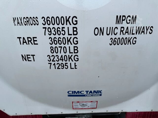 Tankcontainer CIMC tankcontainers 20FT ISO /  25.030L / L4BN / 22K2 / T11 / steam...