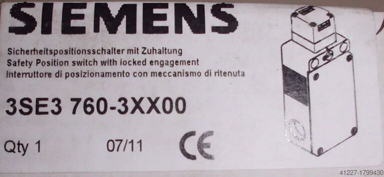 Veiligheidsschakelaar Siemens 3SE3 760-3XX00