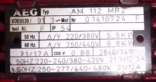 Silnik elektryczny 5,5 kW 2840 obr/min AEG AM112MR2