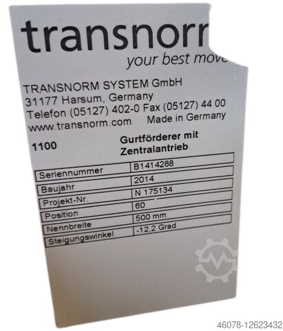 Stijgende transportband (Steigband) hellingsband met bocht Transnorm GF 15670-900-800