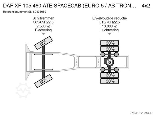  DAF XF 105.460 ATE SPACECAB (EURO 5 / AS-TRONIC GEA...