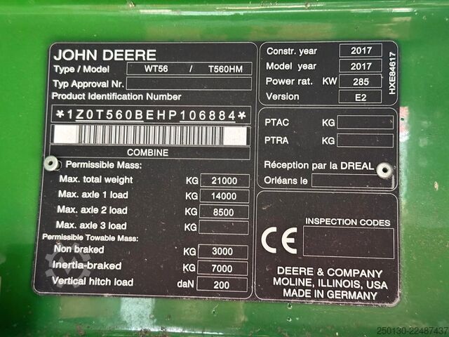 Combine harvester John Deere WT56/T560HM Mähdrescher *verunfallt*