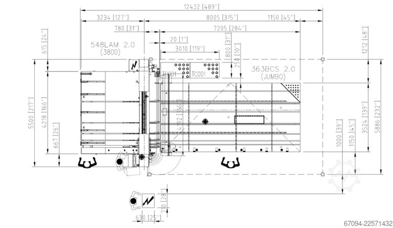 Masă de tăiat sticlă Bottero DUAL LINE 548LAM-38 - 363BCS-J