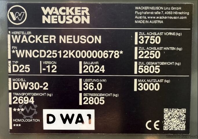 Knikdumper Wacker Neuson DW30 Dumper