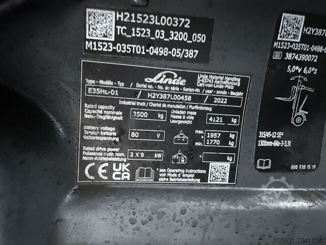 Electric 4-wheel forklift Linde E35HL-02