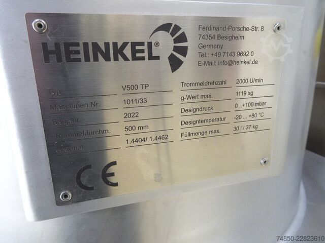 Vertikální pilotní odstředivka HEINKEL V500 TP