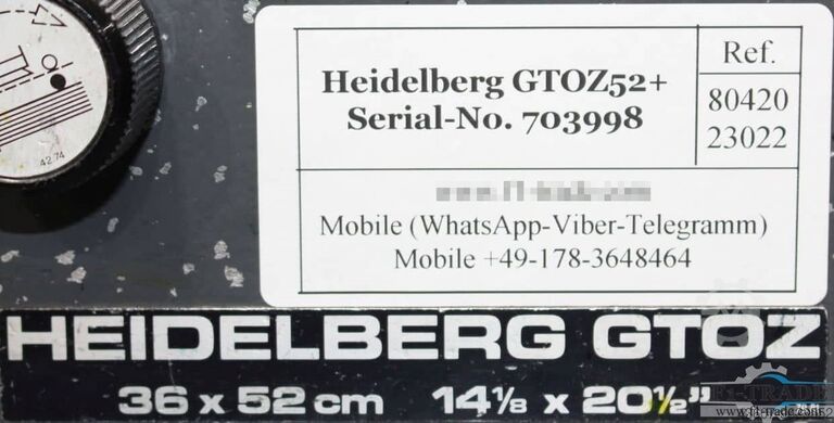 Máquina de impressão a 2 cores Heidelberg GTOZ52
