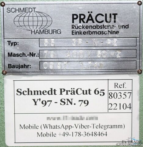 Snij- en inkartelmachine Schmedt PräCut Typ 65