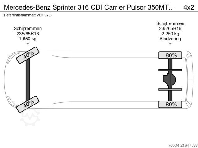 Furgone refrigerato Mercedes-Benz Sprinter 316 CDI Carrier Pulsor 350MT Bitemp +2...