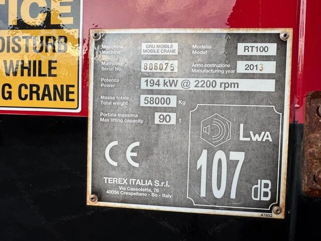 Terrængående kran Terex RT100