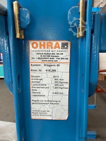 Regał wspornikowy jednostronny (jednostronny regał ramieniowy) OHRA 