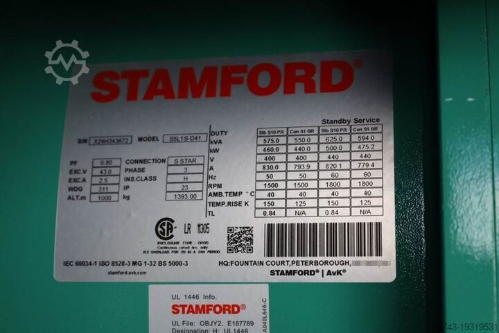 Agregado Cummins C550D5Q Declaration of Conformity, Diesel, 550kVA,