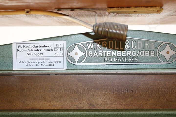 Perfuradora de calandra - Perfuração - Máquina de vincar W. Kroll Gartenberg K80