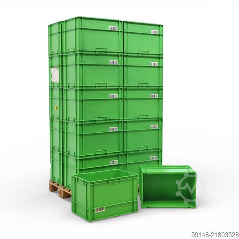 Használt Euro ládák, minden oldalfal zárt, H: 600, Sz: 400, M: 400 (mm). 76 liter, H: Kruizinga 98-607GB-PAL