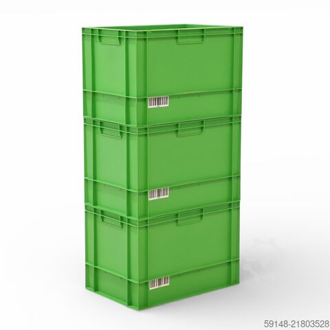 Használt Euro ládák, minden oldalfal zárt, H: 600, Sz: 400, M: 400 (mm). 76 liter, H: Kruizinga 98-607GB-PAL