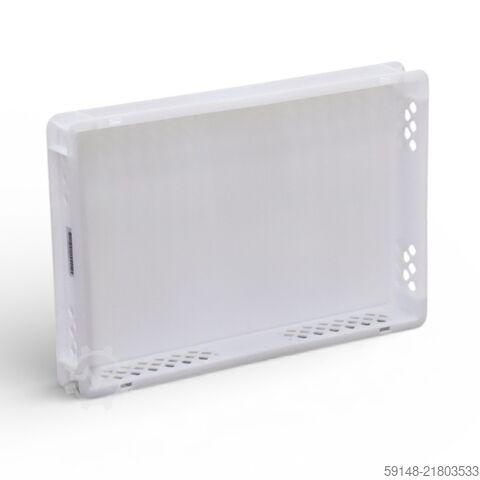 Použité Euro přepravky s perforovanými stěnami, uzavřeným dnem, délka: 600 mm, šířka: 400 mm, výška: Kruizinga 98-612GB-PAL