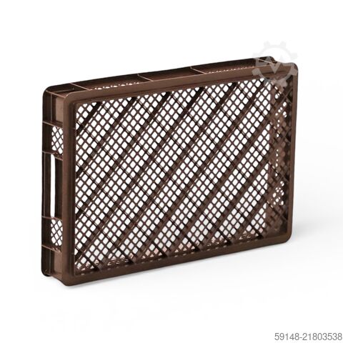 Kullanılmış Euro konteynerler, delikli duvar ve taban, L: 600, G: 400, Y: 90 (mm). Hacim: 15 litre. Kruizinga 98-613GB-PAL