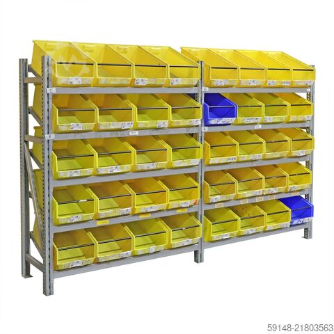 Gebruikte Stellingen met bakken combinatieset aanbouwsectie  - B:1370 x D:560 x H:1640mm - Kruizinga 98-628GB-AB