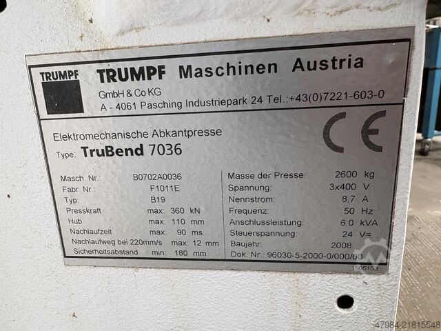 Elektromechanický ohraňovací lis TRUMPF TRUBEND 7036