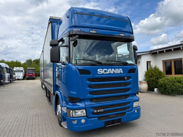 Camion plateau avec bâche SCANIA R410 Pritsche+Plane/Retarder + Anhänger Krone