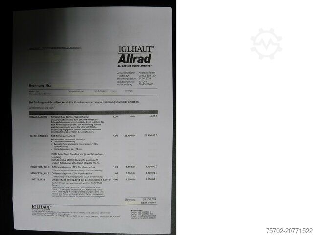 High top van Mercedes-Benz 419 Sprinter Tourer IGLHAUT ALLRAD 9-Sitzer