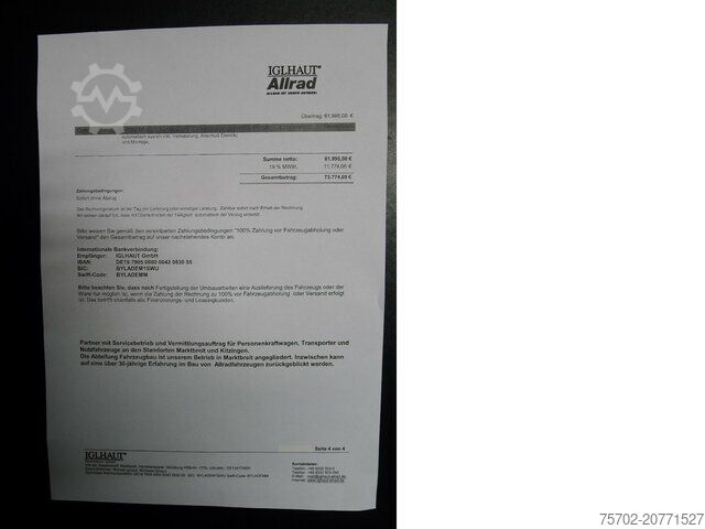 High top van Mercedes-Benz 419 Sprinter Tourer IGLHAUT ALLRAD 9-Sitzer